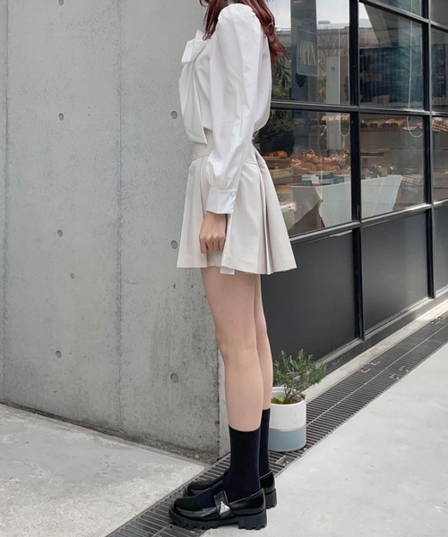 one way(ワンウェイ)の「ワイドプリーツミニスカート(スカート・レディース・ブラック/ベージュ/グレー・FREE)」の14枚目の写真