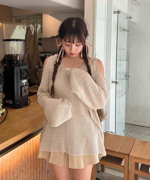 RiLi（リリ）の「肩開きVネックニット【RL】（ニット/セーター・レディース・ベージュ・FREE）」の5枚目の写真