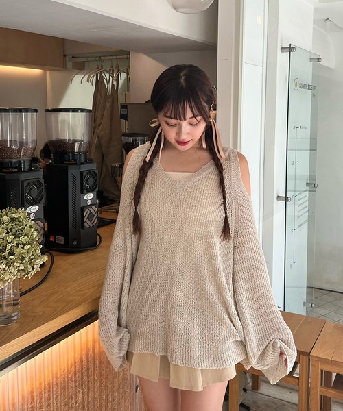 RiLi（リリ）の「肩開きVネックニット【RL】（ニット/セーター・レディース・ベージュ・FREE）」の7枚目の写真
