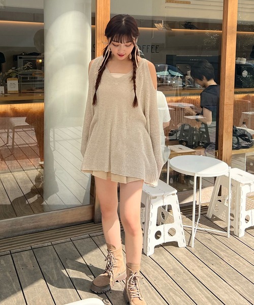 RiLi（リリ）の「肩開きVネックニット【RL】（ニット/セーター・レディース・ベージュ・FREE）」の9枚目の写真