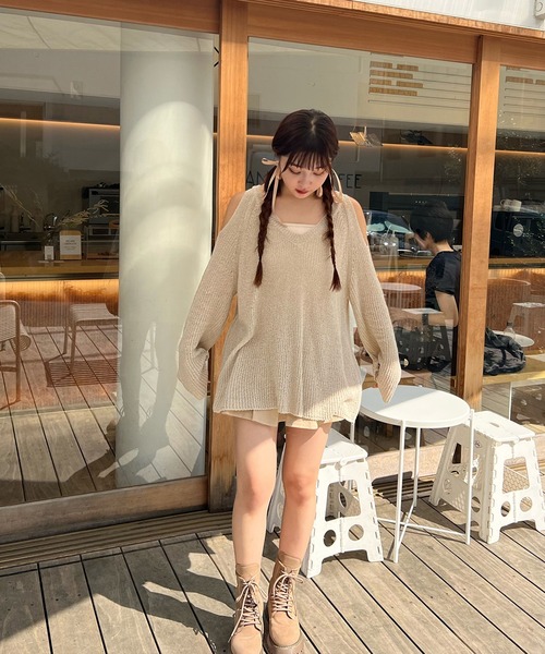 RiLi（リリ）の「肩開きVネックニット【RL】（ニット/セーター・レディース・ベージュ・FREE）」の10枚目の写真