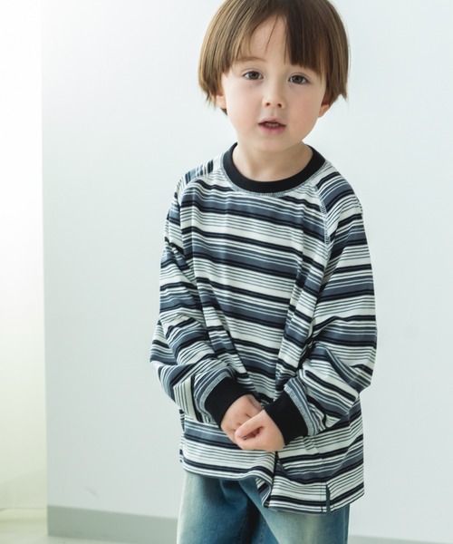 pairmanon（ペアマノン）の「【リンクコーデ】リブ配色 ステッチラグラン 長袖Tシャツ（Tシャツ/カットソー・キッズ・ブラック系その他/ブラック・150/140/120/100/110/90/130）」の8枚目の写真