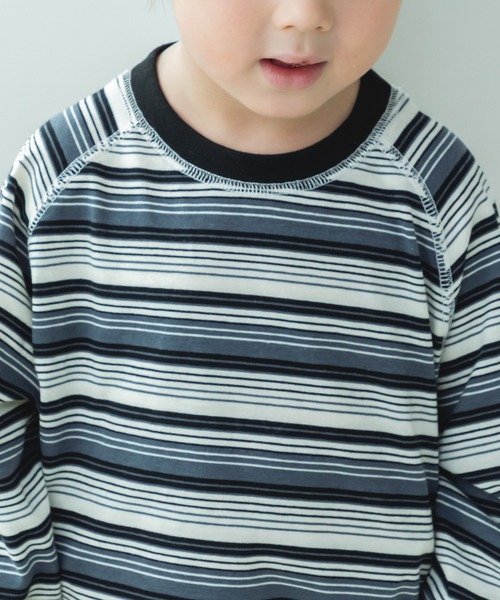 pairmanon（ペアマノン）の「【リンクコーデ】リブ配色 ステッチラグラン 長袖Tシャツ（Tシャツ/カットソー・キッズ・ブラック系その他/ブラック・150/140/120/100/110/90/130）」の9枚目の写真