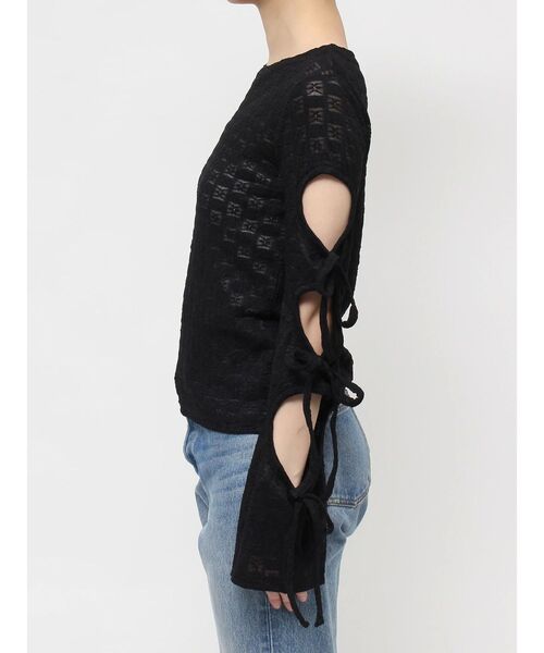 jouetie（ジュエティ）の「レースリボンフレアスリーブトップス（Tシャツ/カットソー・レディース・ブラック/ピンク/オフホワイト・MEDIUM）」の10枚目の写真