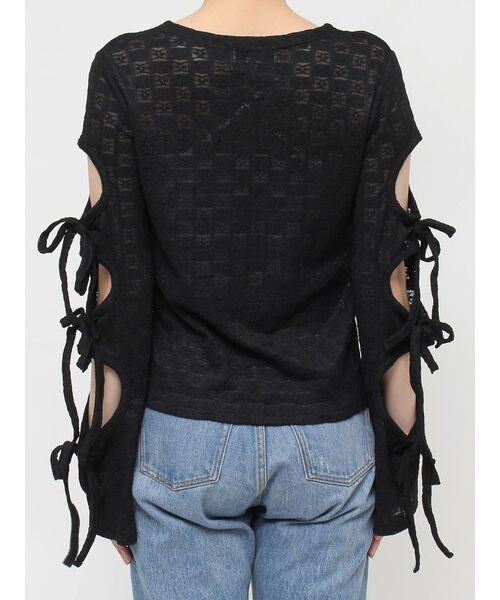 jouetie（ジュエティ）の「レースリボンフレアスリーブトップス（Tシャツ/カットソー・レディース・ブラック/ピンク/オフホワイト・MEDIUM）」の11枚目の写真