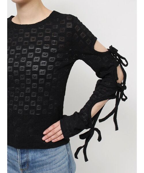 jouetie（ジュエティ）の「レースリボンフレアスリーブトップス（Tシャツ/カットソー・レディース・ブラック/ピンク/オフホワイト・MEDIUM）」の13枚目の写真