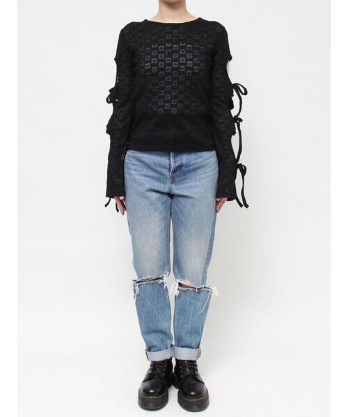 jouetie（ジュエティ）の「レースリボンフレアスリーブトップス（Tシャツ/カットソー・レディース・ブラック/ピンク/オフホワイト・MEDIUM）」の16枚目の写真