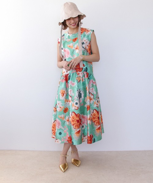 【セール】フラワープリントワンピース（ワンピース）｜Three Four Time（スリーフォータイム）