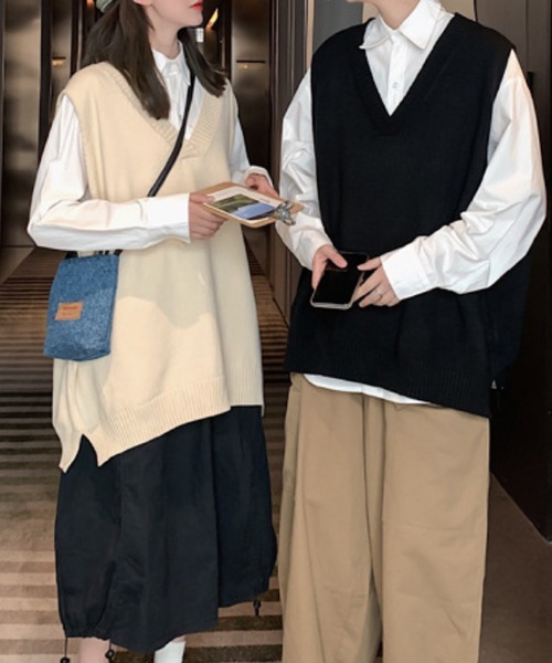 TONE SELECT GOODS(トーンセレクトグッズ)の「urbanfemine./Vネックニットベスト U7212(ベスト・レディース・ブラック/ブラウン/アイボリー/ベージュ・MEDIUM/LARGE/X-LARGE/XX-LARGE)」の14枚目の写真
