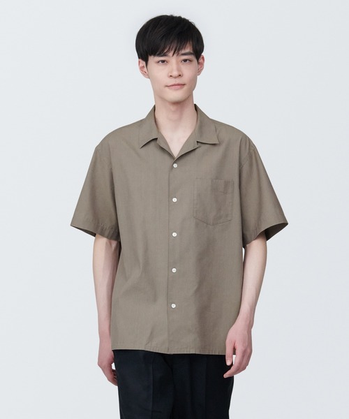 無印良品（ムジルシリョウヒン）の「紳士　ヘンプ混半袖シャツ（シャツ/ブラウス・メンズ・グリーン/ホワイト/ブラウン系1/ブラック・XL/L/S/XS）」の3枚目の写真