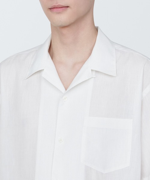 無印良品（ムジルシリョウヒン）の「紳士　ヘンプ混半袖シャツ（シャツ/ブラウス・メンズ・グリーン/ホワイト/ブラウン系1/ブラック・XL/L/S/XS）」の8枚目の写真