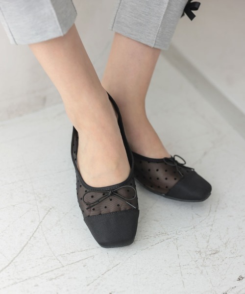 DONOBAN（ドノバン）の「スクエアトゥドットシアーシューズ（バレエシューズ・レディース・ブラック・L/M）」の10枚目の写真