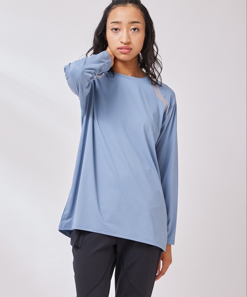 NERGY（ナージー）の「【UV & 吸水速乾】メッシュ切替長袖 Tシャツ（Tシャツ/カットソー・レディース・ホワイト/ライトグリーン/ブラック/ブルー・FREE）」の4枚目の写真