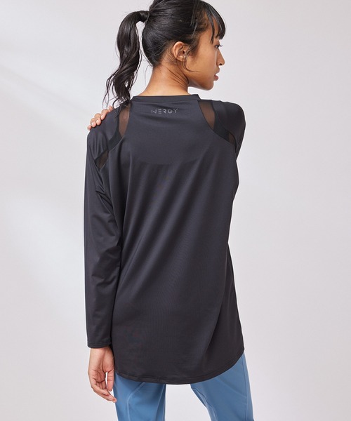 NERGY（ナージー）の「【UV & 吸水速乾】メッシュ切替長袖 Tシャツ（Tシャツ/カットソー・レディース・ホワイト/ライトグリーン/ブラック/ブルー・FREE）」の2枚目の写真