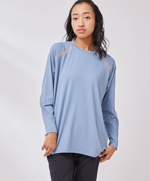 NERGY（ナージー）の「【UV & 吸水速乾】メッシュ切替長袖 Tシャツ（Tシャツ/カットソー・レディース・ホワイト/ライトグリーン/ブラック/ブルー・FREE）」の14枚目の写真