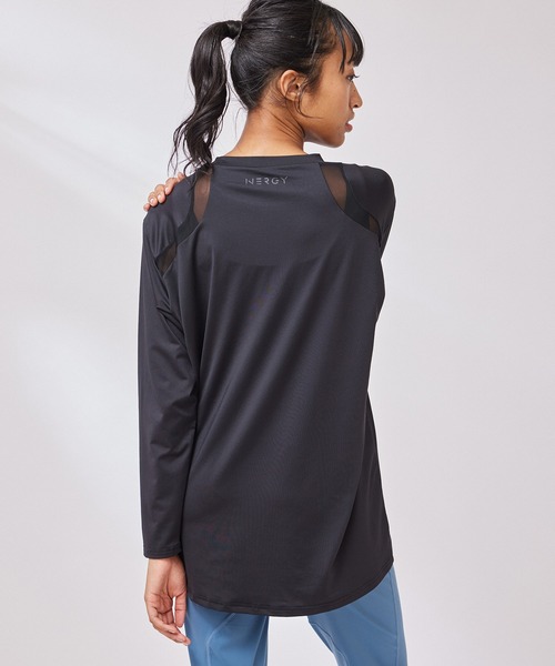NERGY（ナージー）の「【UV & 吸水速乾】メッシュ切替長袖 Tシャツ（Tシャツ/カットソー・レディース・ホワイト/ライトグリーン/ブラック/ブルー・FREE）」の5枚目の写真