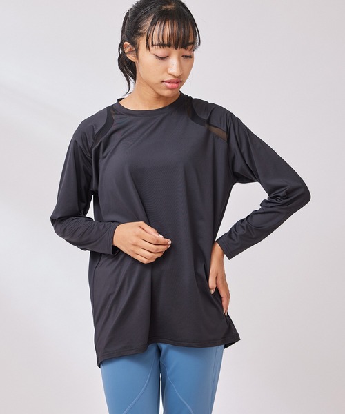 NERGY（ナージー）の「【UV & 吸水速乾】メッシュ切替長袖 Tシャツ（Tシャツ/カットソー・レディース・ホワイト/ライトグリーン/ブラック/ブルー・FREE）」の6枚目の写真