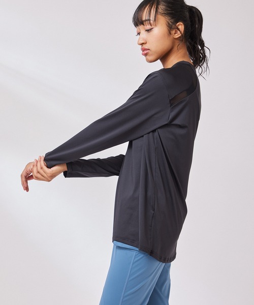 NERGY（ナージー）の「【UV & 吸水速乾】メッシュ切替長袖 Tシャツ（Tシャツ/カットソー・レディース・ホワイト/ライトグリーン/ブラック/ブルー・FREE）」の7枚目の写真