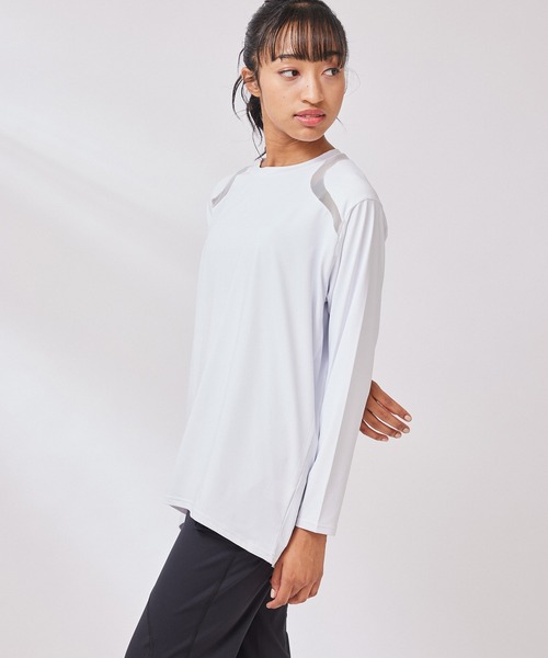 NERGY（ナージー）の「【UV & 吸水速乾】メッシュ切替長袖 Tシャツ（Tシャツ/カットソー・レディース・ホワイト/ライトグリーン/ブラック/ブルー・FREE）」の9枚目の写真
