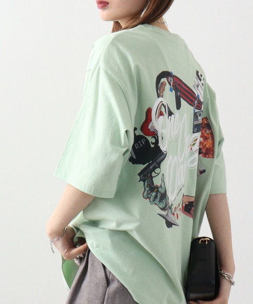 RE730（アールイーセブンサーティー）の「BIG printed short sleeve T-shirt / プリントBIG半袖Tシャツ unisex（Tシャツ/カットソー・メンズ・ホワイト/ブラック系その他/ブラック系その他2/グリーン系その他2/ホワイト系その他/チャコール/グリーン系その他/ホワイト系その他2/ブラック・M/L）」の8枚目の写真
