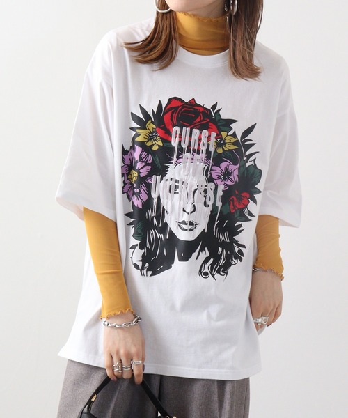 RE730（アールイーセブンサーティー）の「BIG printed short sleeve T-shirt / プリントBIG半袖Tシャツ unisex（Tシャツ/カットソー・メンズ・ホワイト/ブラック系その他/ブラック系その他2/グリーン系その他2/ホワイト系その他/チャコール/グリーン系その他/ホワイト系その他2/ブラック・M/L）」の3枚目の写真