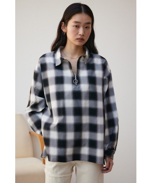 AZUL by moussy（アズールバイマウジー）の「オンブレチェックチュニック（スウェット・レディース・ブラック系その他・SMALL/MEDIUM）」の2枚目の写真