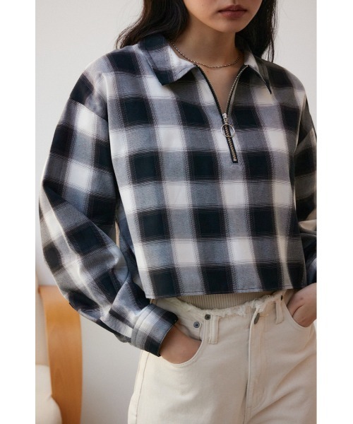 AZUL by moussy（アズールバイマウジー）の「オンブレチェックチュニック（スウェット・レディース・ブラック系その他・SMALL/MEDIUM）」の3枚目の写真