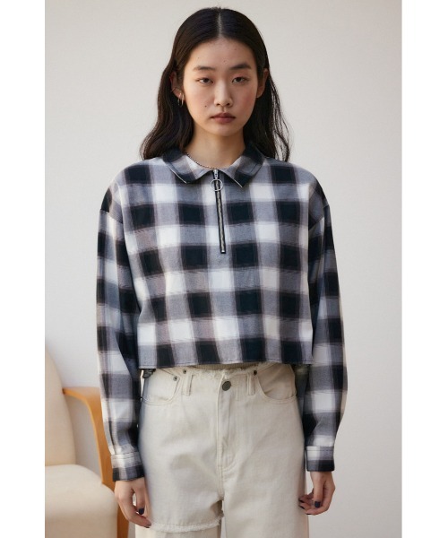 AZUL by moussy（アズールバイマウジー）の「オンブレチェックチュニック（スウェット・レディース・ブラック系その他・SMALL/MEDIUM）」の6枚目の写真