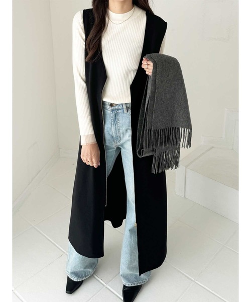 GeeRA（ジーラ）の「前後2WAYジップデザインVネックワンピース（ワンピース・レディース・ベージュ/ブラック・MEDIUM/LARGE）」の15枚目の写真