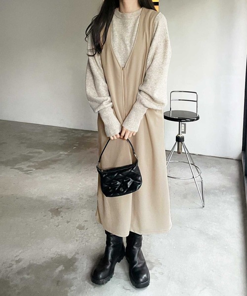 クラネ正規品 2WAYポケットデザインジップワンピースロングジレ