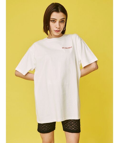 EVRIS（エヴリス）の「SUNNY SIDE BIG Tシャツ（Tシャツ/カットソー・レディース・ブラック/グレー/グリーン/ホワイト・FREE）」の11枚目の写真