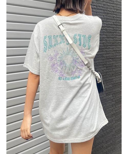 EVRIS（エヴリス）の「SUNNY SIDE BIG Tシャツ（Tシャツ/カットソー・レディース・ブラック/グレー/グリーン/ホワイト・FREE）」の3枚目の写真