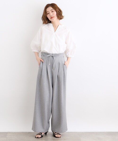 grove(グローブ)の「◆【洗濯機で洗える・UVカット・接触冷感】ランタンスリーブシャツブラウス(シャツ/ブラウス・レディース・ネイビー/サックスブルー系2/ホワイト/ネイビー系2/ホワイト系5・03/02/01/04/05)」の7枚目の写真