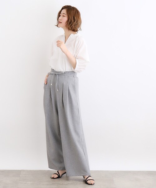 grove(グローブ)の「◆【洗濯機で洗える・UVカット・接触冷感】ランタンスリーブシャツブラウス(シャツ/ブラウス・レディース・ネイビー/サックスブルー系2/ホワイト/ネイビー系2/ホワイト系5・03/02/01/04/05)」の8枚目の写真