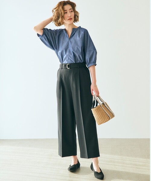 grove(グローブ)の「◆【洗濯機で洗える・UVカット・接触冷感】ランタンスリーブシャツブラウス(シャツ/ブラウス・レディース・ネイビー/サックスブルー系2/ホワイト/ネイビー系2/ホワイト系5・03/02/01/04/05)」の11枚目の写真