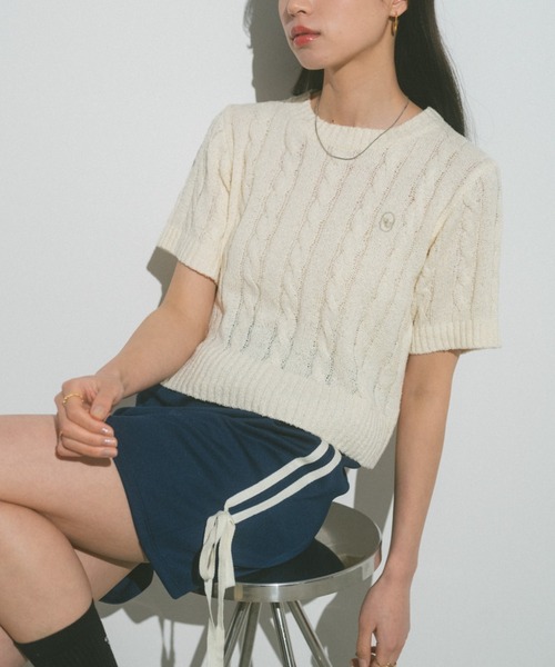 VANNIE U(ヴァニーユー)の「トラックリボンミニスカート(スカート・レディース・アイボリー/ネイビー・FREE)」の17枚目の写真