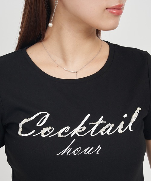ROYAL PARTY(ロイヤルパーティー)の「Cocktail hour Tシャツ(Tシャツ/カットソー・レディース・ピンク/ブラック/オフホワイト・FREE)」の10枚目の写真