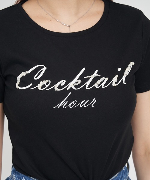 ROYAL PARTY(ロイヤルパーティー)の「Cocktail hour Tシャツ(Tシャツ/カットソー・レディース・ピンク/ブラック/オフホワイト・FREE)」の12枚目の写真