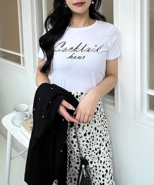 ROYAL PARTY(ロイヤルパーティー)の「Cocktail hour Tシャツ(Tシャツ/カットソー・レディース・ピンク/ブラック/オフホワイト・FREE)」の17枚目の写真