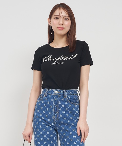 ROYAL PARTY(ロイヤルパーティー)の「Cocktail hour Tシャツ(Tシャツ/カットソー・レディース・ピンク/ブラック/オフホワイト・FREE)」の4枚目の写真