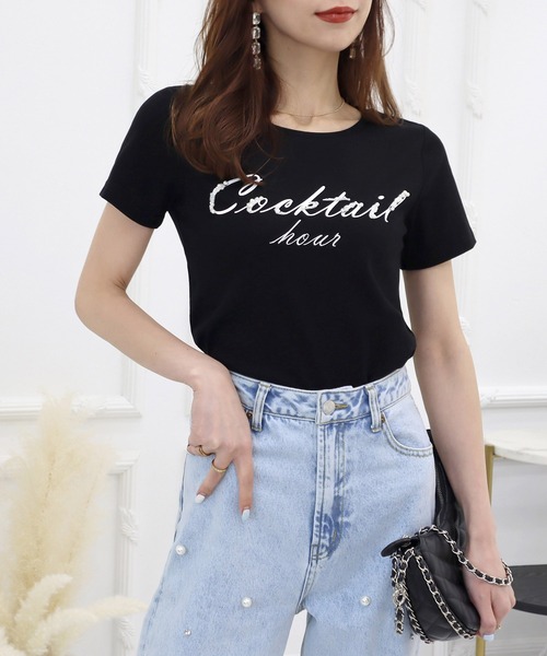 ROYAL PARTY(ロイヤルパーティー)の「Cocktail hour Tシャツ(Tシャツ/カットソー・レディース・ピンク/ブラック/オフホワイト・FREE)」の19枚目の写真