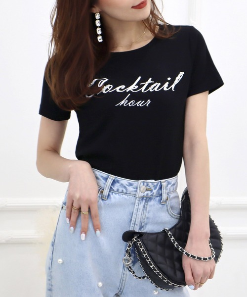 ROYAL PARTY(ロイヤルパーティー)の「Cocktail hour Tシャツ(Tシャツ/カットソー・レディース・ピンク/ブラック/オフホワイト・FREE)」の20枚目の写真