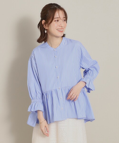 ITS'DEMO（イッツデモ）の「◆ペプラムブラウス（シャツ/ブラウス・レディース・ホワイト系5/ブルー系2/パープル系1/サックスブルー系2・00）」の3枚目の写真