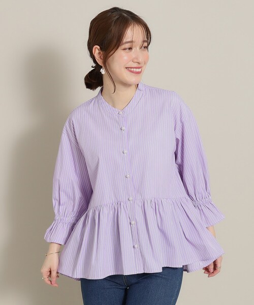 ITS'DEMO（イッツデモ）の「◆ペプラムブラウス（シャツ/ブラウス・レディース・ホワイト系5/ブルー系2/パープル系1/サックスブルー系2・00）」の4枚目の写真