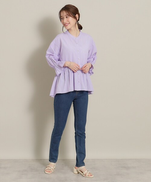 ITS'DEMO（イッツデモ）の「◆ペプラムブラウス（シャツ/ブラウス・レディース・ホワイト系5/ブルー系2/パープル系1/サックスブルー系2・00）」の10枚目の写真