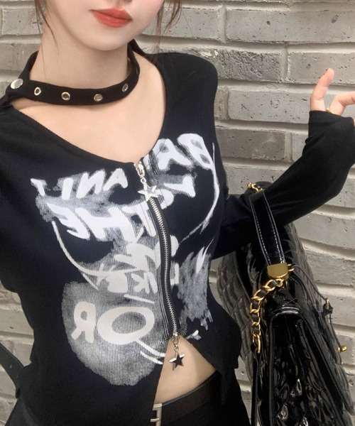 .KOM(ドットコム)の「A'GEM/9 × .kom 『.KOM/ドットケーオーエム』 /ジップアップトップス(その他トップス・レディース・ホワイト/ブラック・FREE)」の14枚目の写真