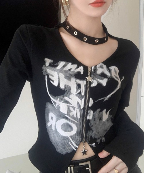 .KOM(ドットコム)の「A'GEM/9 × .kom 『.KOM/ドットケーオーエム』 /ジップアップトップス(その他トップス・レディース・ホワイト/ブラック・FREE)」の19枚目の写真