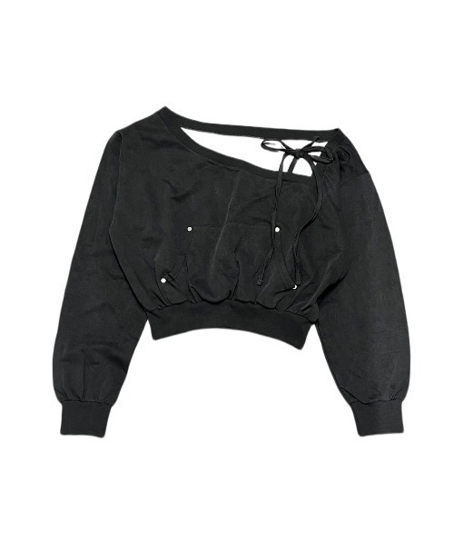XU（エックスユー）の「【Never mind the XU】one shoulder sweat tops / 【ネバーマインド ザ エックスユー】ワンショルダー長袖スウェットトップス（スウェット・レディース・チャコール・ONE SIZE）」の13枚目の写真