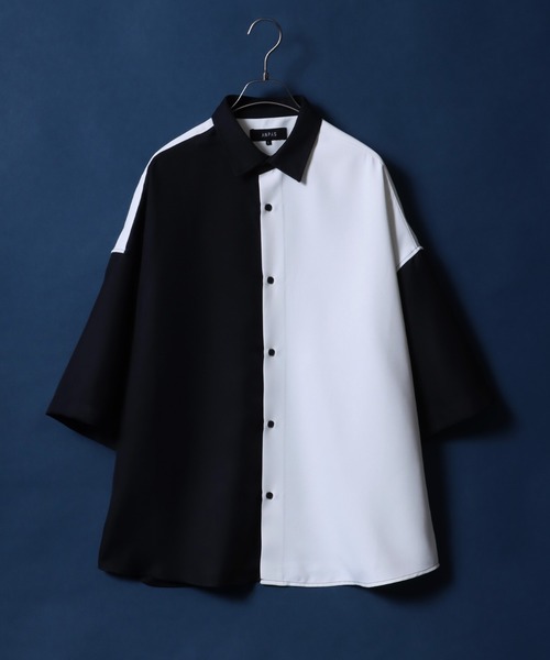 ANPAS(アンパス)の「ANPAS Twill Fabric Oversized Drop Shoulder Color Switching Shirt/ANPAS 別注 ツイル オーバーサイズ ドロップショルダー 配色切替 シャツ(シャツ/ブラウス・メンズ・グレー系その他/ブラック系その他/ホワイト系その他/グレー系その他2/ブラック系その他2/ホワイト系その他2・L/M)」の1枚目の写真