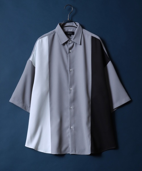 ANPAS(アンパス)の「ANPAS Twill Fabric Oversized Drop Shoulder Color Switching Shirt/ANPAS 別注 ツイル オーバーサイズ ドロップショルダー 配色切替 シャツ(シャツ/ブラウス・メンズ・グレー系その他/ブラック系その他/ホワイト系その他/グレー系その他2/ブラック系その他2/ホワイト系その他2・L/M)」の5枚目の写真